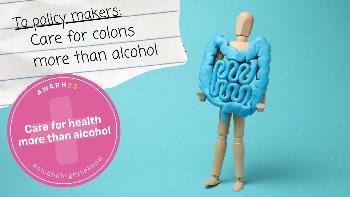 ⚠️Alcohol   intake elevates colorectal cancer risk:
📈   1-4 daily: +21% risk
📈   4+daily: +52% risk
👉 awarh.eu
#AlcoholRightToKnow