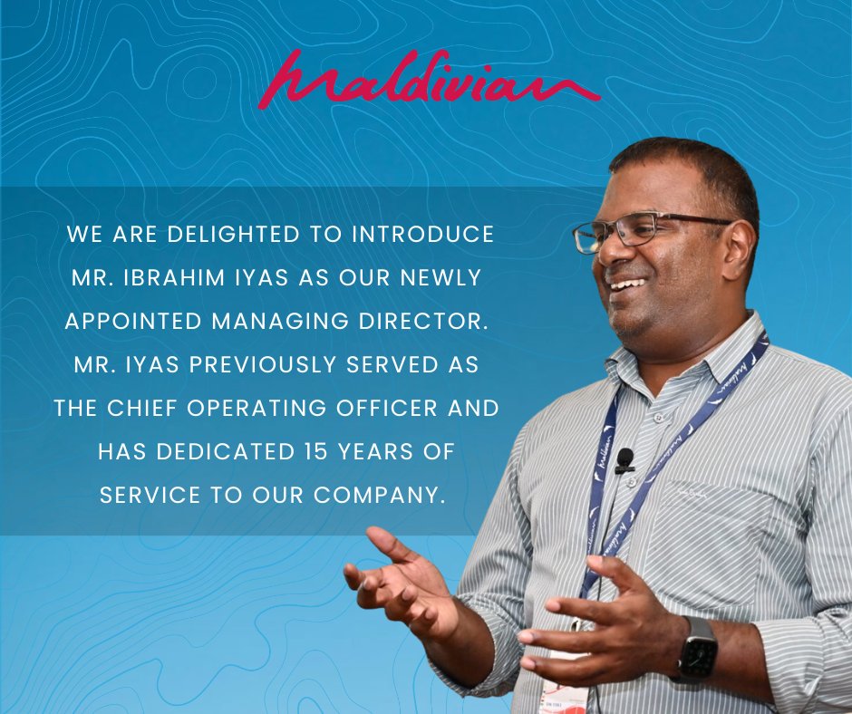 MaldivianAero's tweet photo. Congratulations to Mr. Ibrahim Iyas on his appointment as the new Managing Director of IASL. https://t.co/2vr1HNy1mg