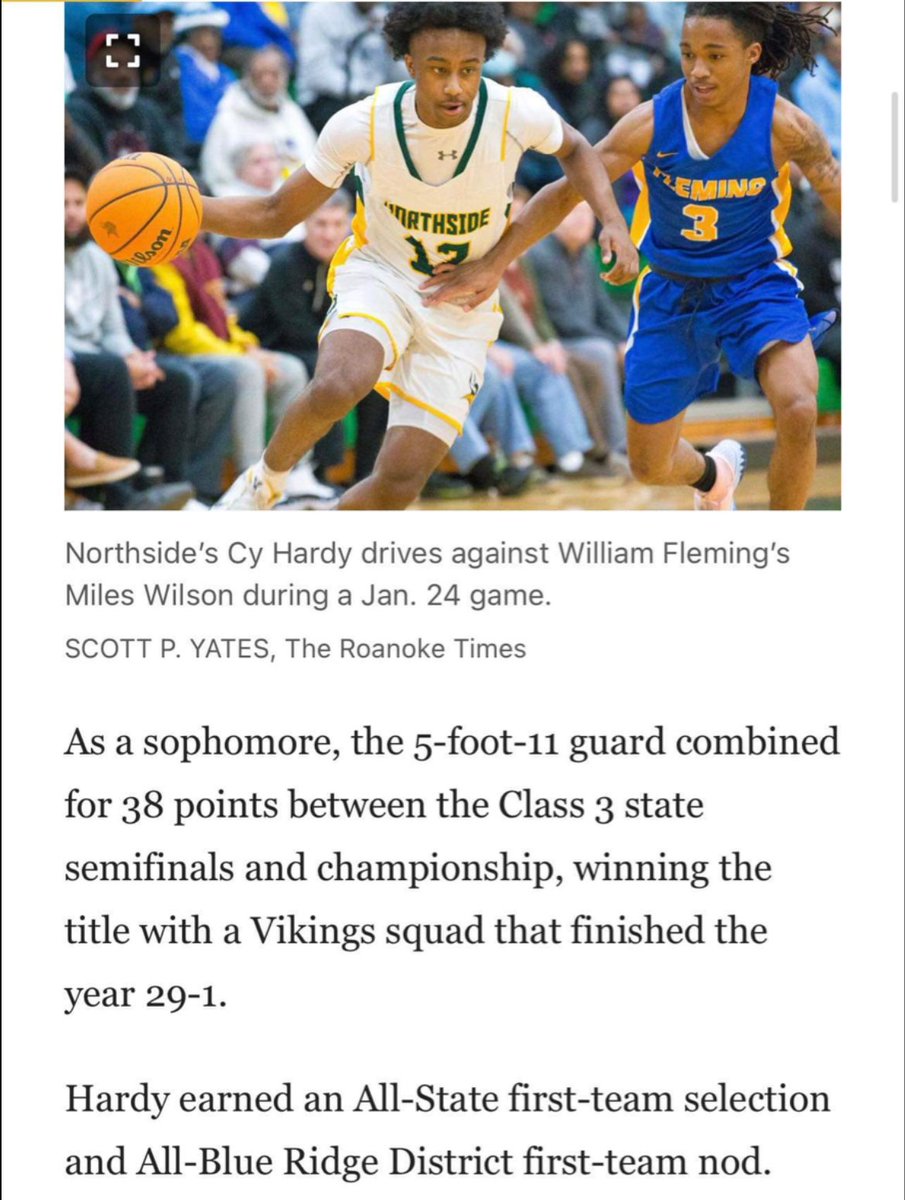 Thanks 🙏🏾 <a href="/roanoketimes/">The Roanoke Times</a> <a href="/Timesland/">Timesland</a> for the write up! Cy is a great kid who works hard! College Programs Cy has great IQ, defense, Shot Making Ability. 3 level scorer! Not just a shot taker but a shot maker! <a href="/UnderratedAthl_/">Underrated Athletes</a>