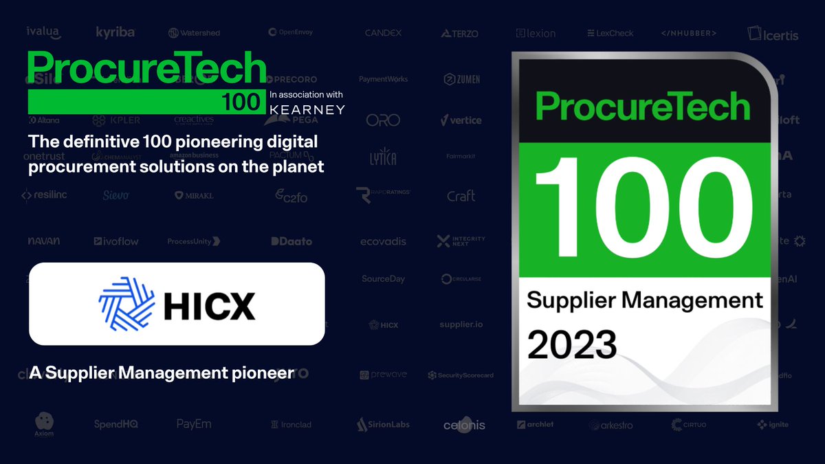 Thankful for the recognition from ProcureTech and Kearney for naming us as one of the 2023 ProcureTech100, the definitive 100 pioneering digital procurement solutions on the planet.

#procuretech #procuretech100 #digitalprocurementpioneers #digitalprocurement #2023ProcureTech100