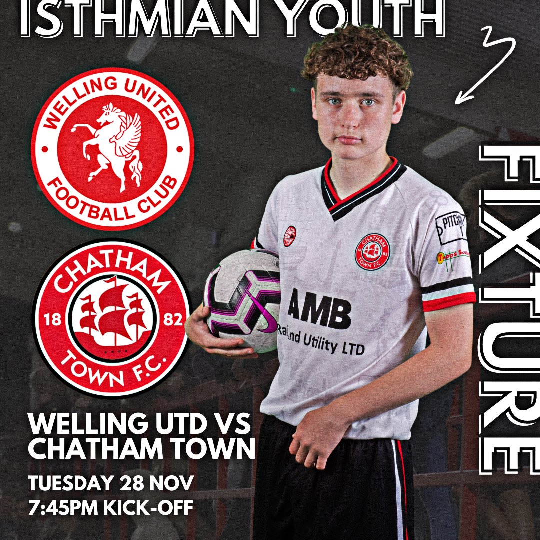 𝗔𝗖𝗔𝗗𝗘𝗠𝗬 𝗕𝗢𝗬𝗦: 𝗜𝗧'𝗦 𝗠𝗔𝗧𝗖𝗛𝗗𝗔𝗬

🆚 @WellingUnited 
📍 Holmesdale FC - BR2 8HQ
🏆 <a href="/IsthmianLeague/">The Pitching In Isthmian League</a> Youth
⏱️ 7:45pm KO

🔴⚪⚫ #UpTheChats