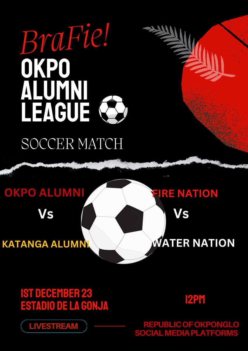 Okpo_mates's tweet photo. Biggest Soccer League in December.
@katangees @Okpo_mates
@FireNation @WaterNation
#BRAFIE
#CommonSenseRules https://t.co/ZDU57ypyof