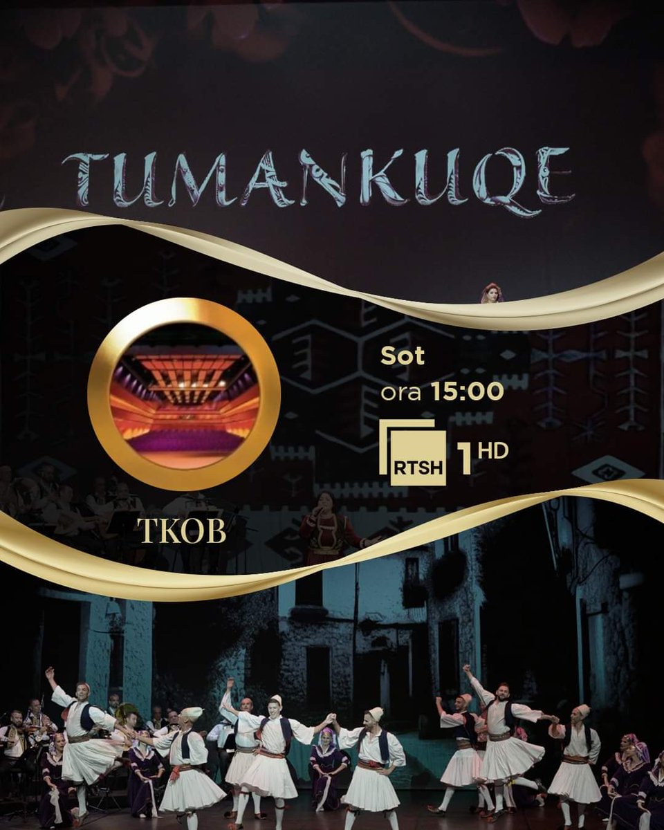 RTShqiptar's tweet image. Bazuar në origjinalitetin e këngëve, valleve e kostumeve të krahinës së Çamërisë vjen muzikali "Tumankuqe", me origjinalitetin e trashëgiminë e këngës e valles çame. Artistëve të AKVP i bashkohet Enkelejda e Hysni Alushi dhe Altin Malo.

Sot, ora ⏰15:00 në RTSH 1-HD

#rtsh #TKOB