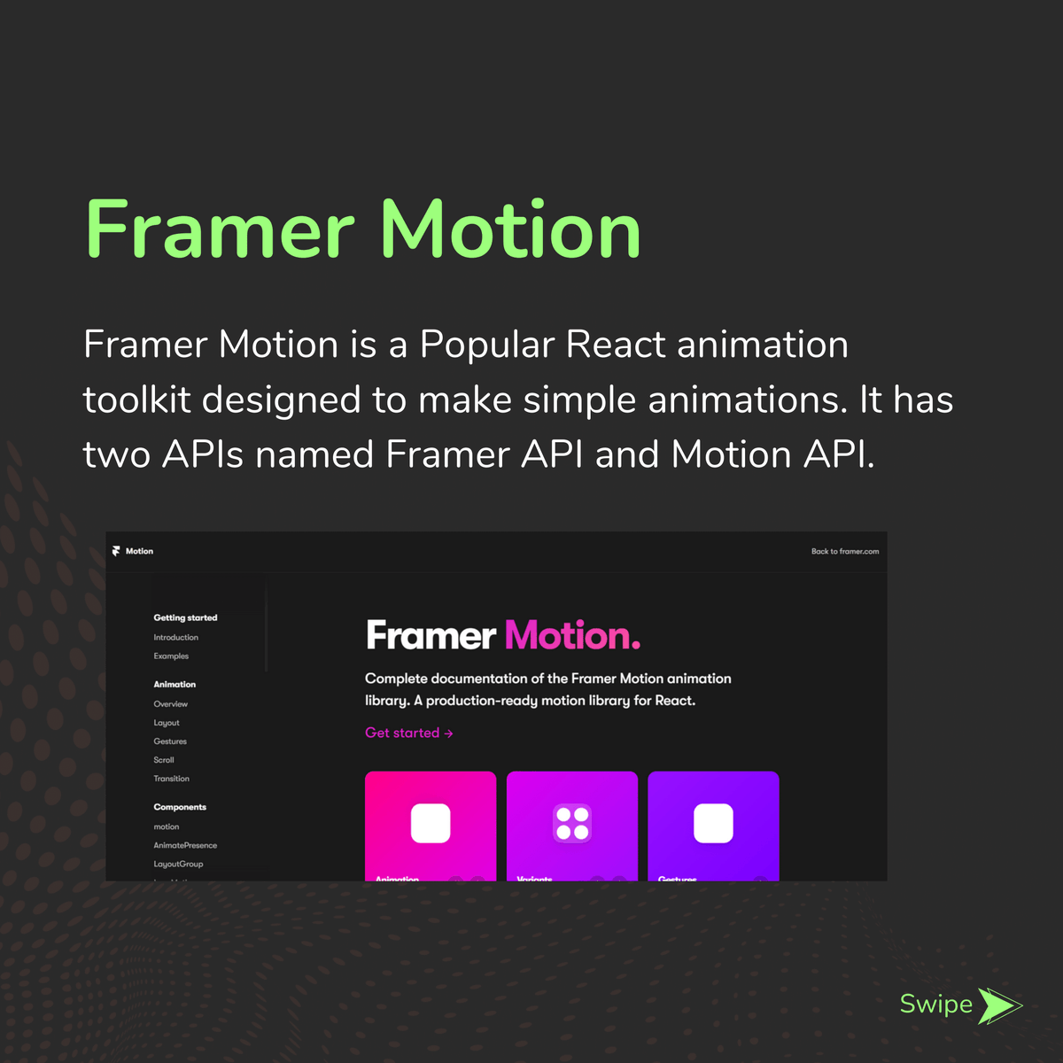 wrkble's tweet photo. "Unlock the magic of motion with the best React animation libraries! 📷📷 Elevate your web projects with seamless transitions and eye-catching effects. 

#wrkble #ReactJS #WebDevelopment #AnimationLibraries" https://t.co/44eEgNpknW