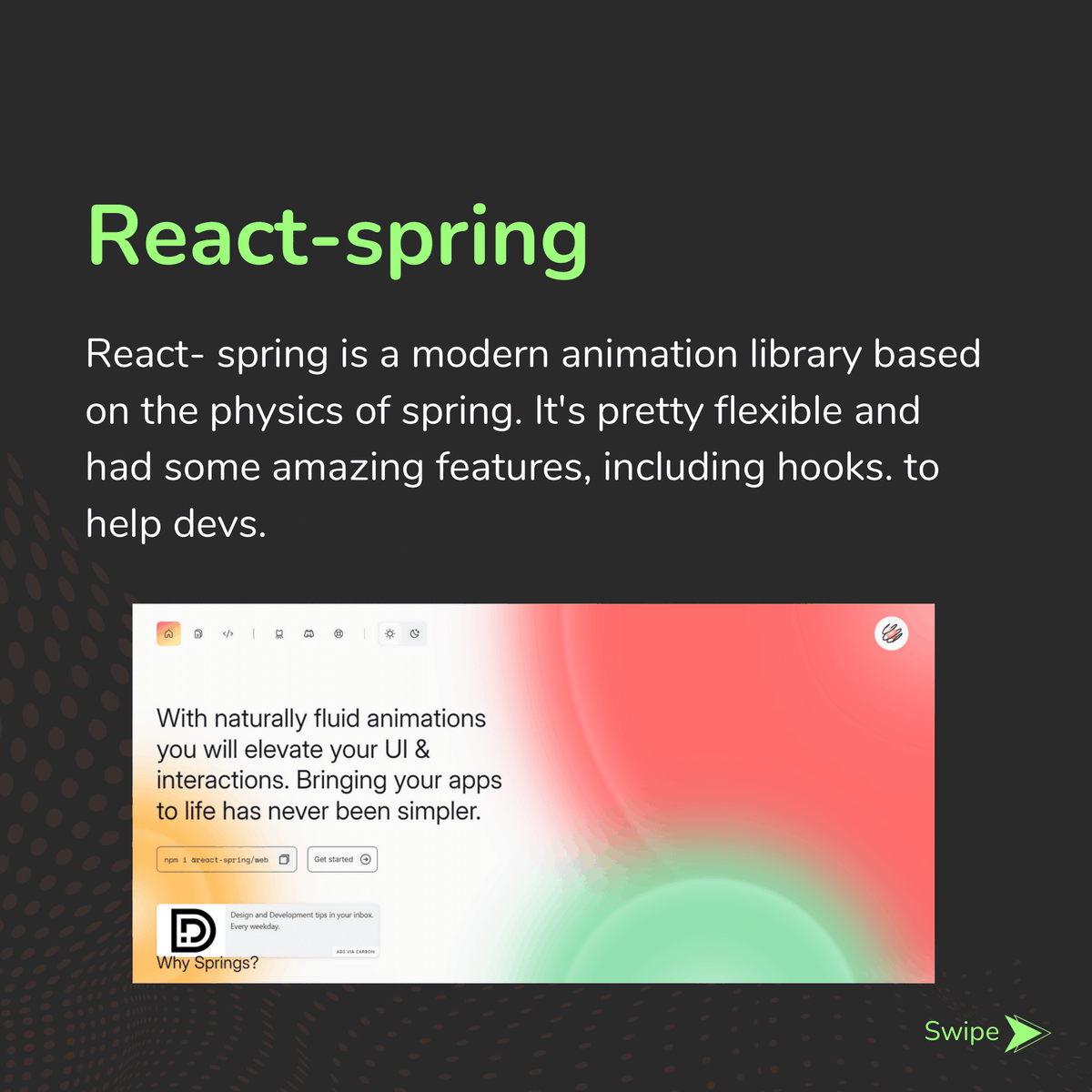wrkble's tweet photo. "Unlock the magic of motion with the best React animation libraries! 📷📷 Elevate your web projects with seamless transitions and eye-catching effects. 

#wrkble #ReactJS #WebDevelopment #AnimationLibraries" https://t.co/44eEgNpknW