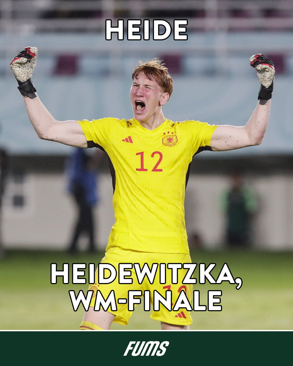 Konstantin #Heide kam nicht nur zu seinem ersten Einsatz bei der #U17WM. Während der Schlussphase und vor allem im Elfmeterschießen sicherte der Keeper der deutschen Elf das Finale. Hut ab! #ARGGER ___ Tankt schon mal für den Korso: @fums_magazin