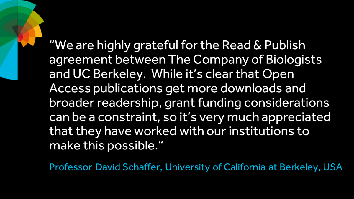 Thanks to David Schaffer for sharing his experience of fee-free #OA publishing in @Dev_journal via our #ReadAndPublish agreement with University of California at Berkeley. Read David's paper at bit.ly/47UwUIE Check all participating institutions: bit.ly/3O7BxGi