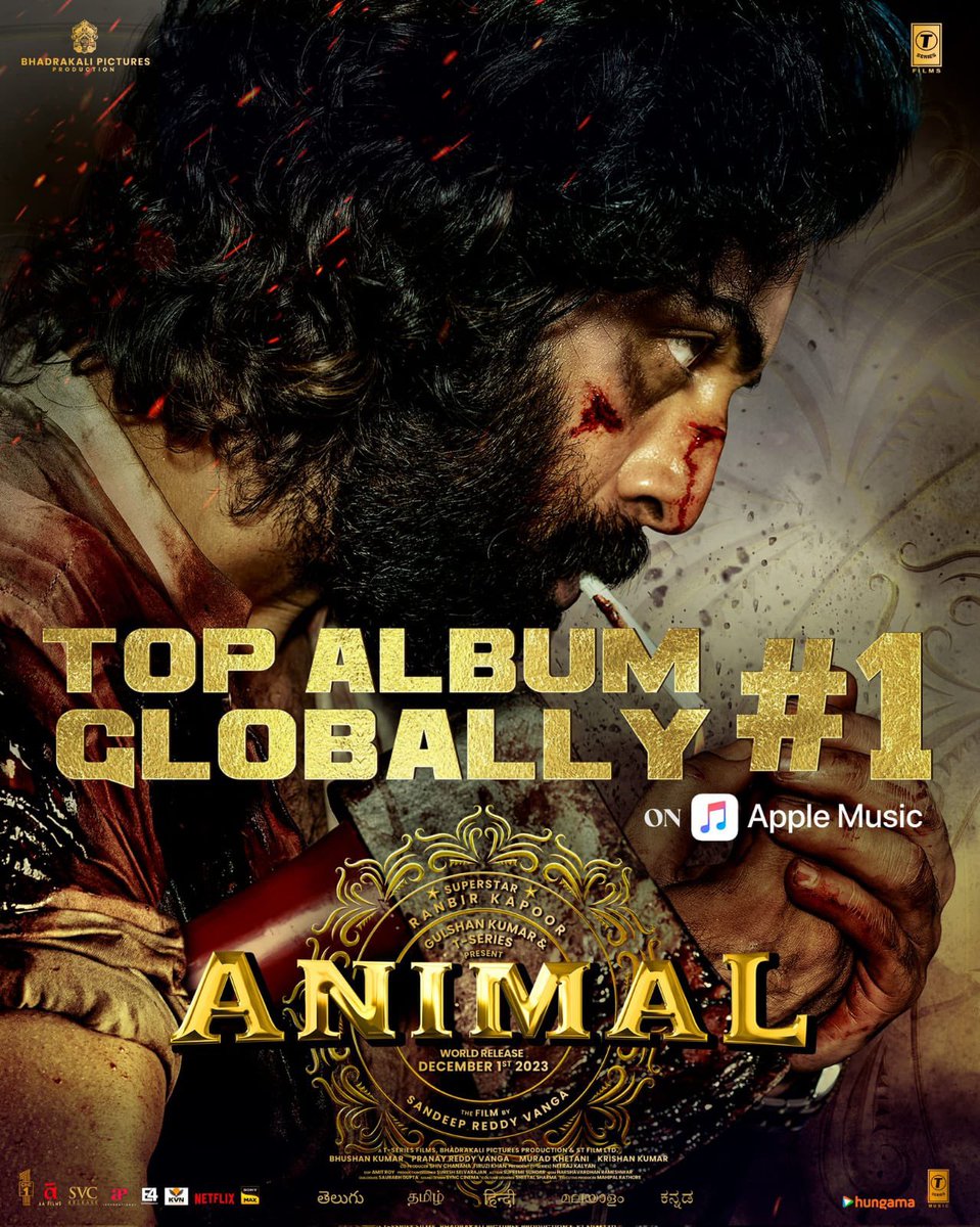 rohitjswl01's tweet photo. This is massive 🔥The fever of #Animal  OST refuses to go down as the most loved music album of #RanbirKapor starrer raked No.1 position globally on the Apple Music. #SandeepReddyVanga https://t.co/RN9UHgMFkd