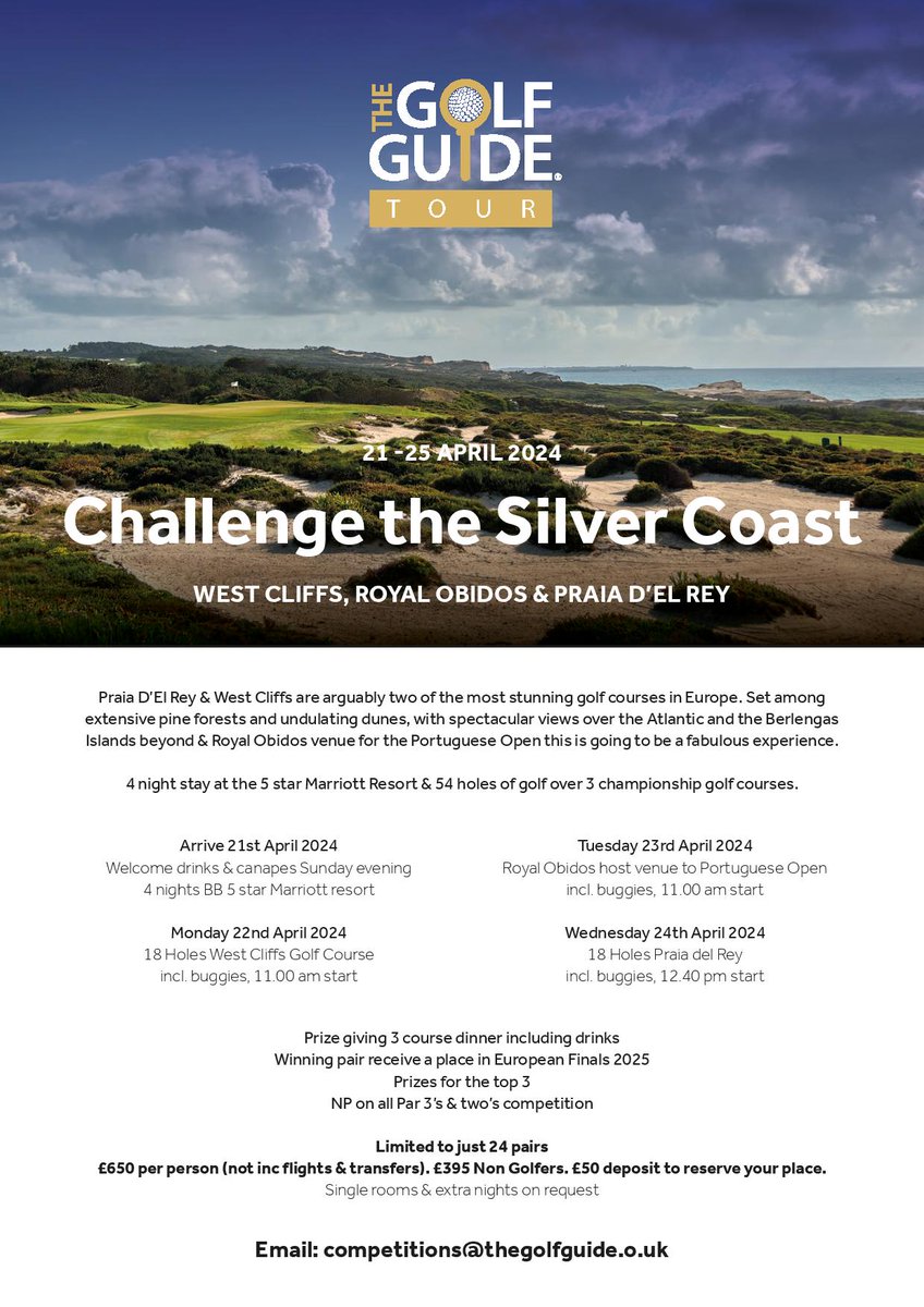 golfguidehq's tweet photo. Silver Coast Event April 2024
SOLD OUT !!!!!
60 people heading to
@praiadelrey
@Marriott
#WestCliffs
@RoyalObidos
@visitportonorth
@visitportugal
This is going to be a special Event in the Portuguese sunshine on the stunning West coast
#excited #EVENT #Portugal #LISBON https://t.co/pm93YpgczX