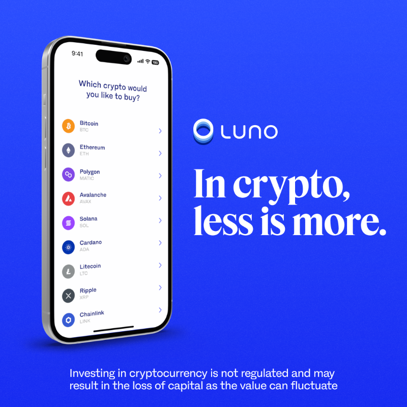 LunoGlobal's tweet photo. Crypto investing doesn’t need to be complicated.