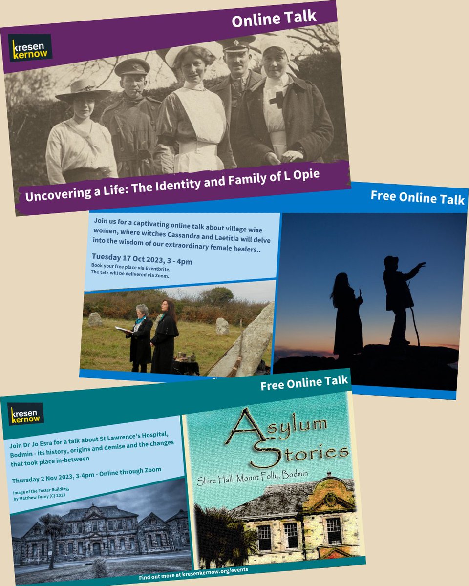 kresenkernow's tweet photo. Missed one of our online talks recently?
Never fear, we’ve recently added three online talks for you to watch on our YouTube channel:
https://t.co/6gmOw8NI6x
#onlinetalks #stlawrenceshospital #villagewisewomen #womenandhealth #nursingfirstworldwar #whatsoncornwall #kernow https://t.co/36Wai2zNnn