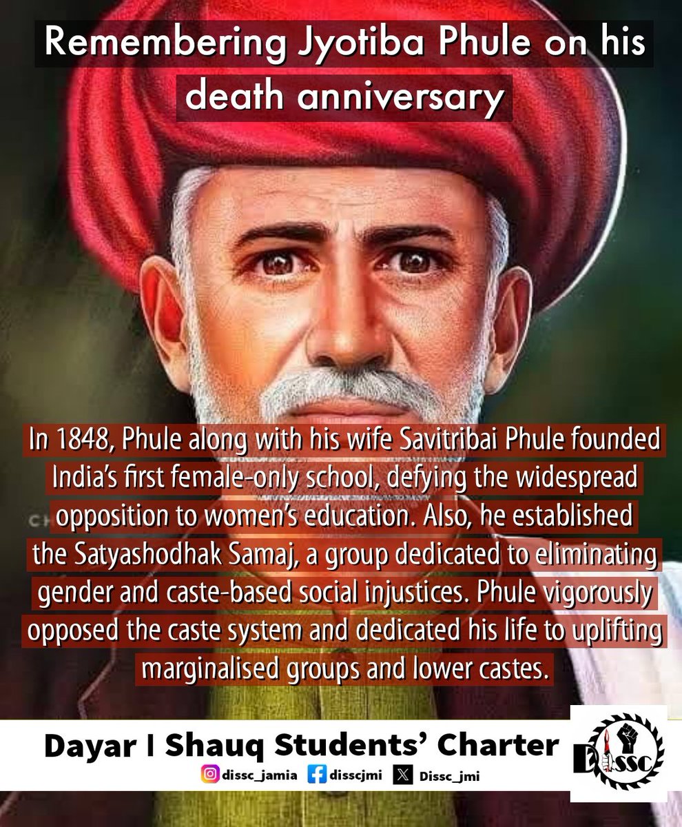 Dissc_jmi's tweet photo. Remembering Jyotiba Phule on his death anniversary https://t.co/dlwO2uwY3v