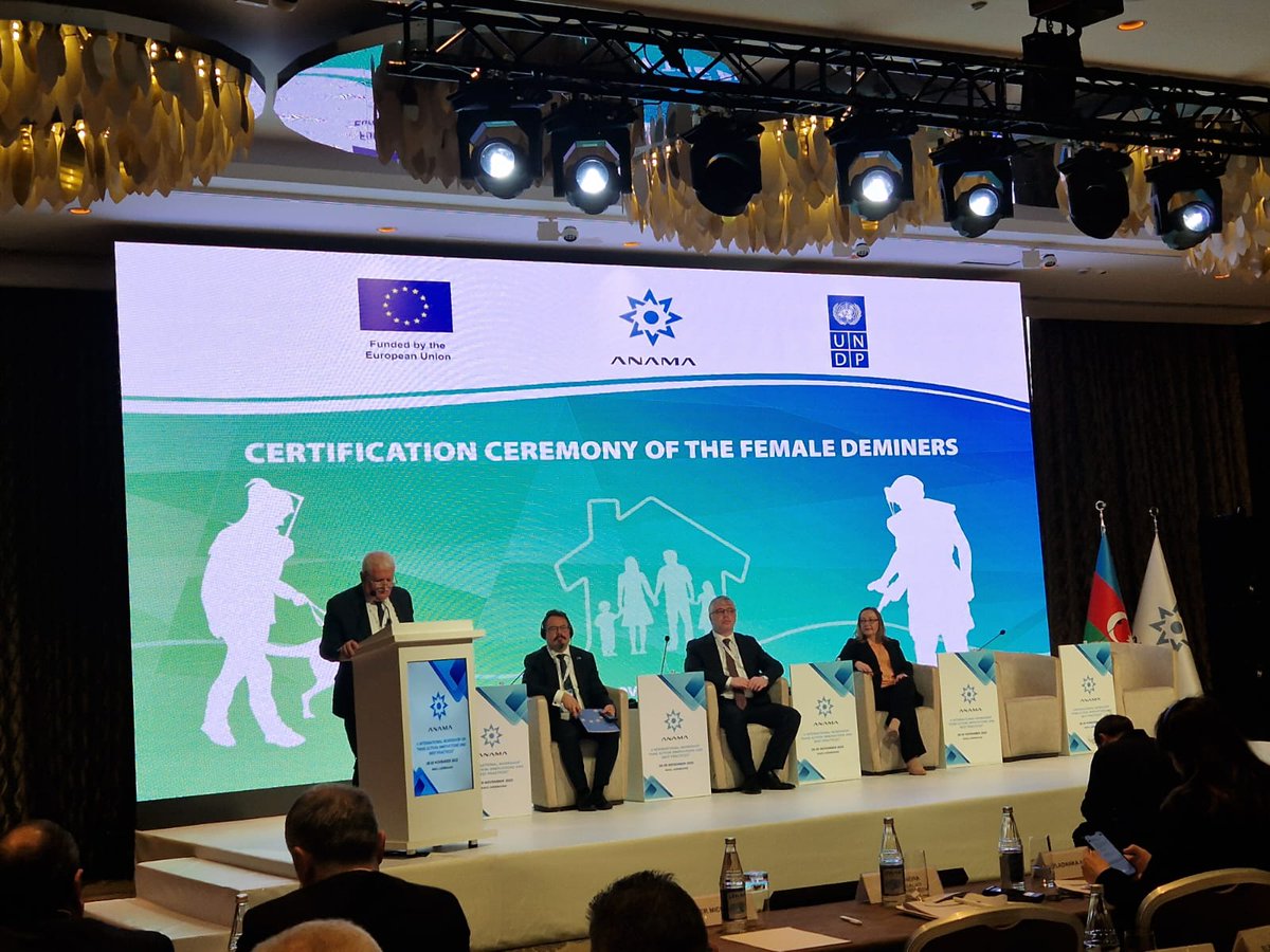 Mirzayev_Umud's tweet photo. The certification ceremony of the first female #deminer groups of Azerbaijan 🇦🇿 and IEPF was held. Our 18 female deminers who trained by @MAGsaveslives received their certificates. We would like to thank the 🇪🇺EU, @UNDPAzerbaijan and especially @ANAMA_gov_az for their support. https://t.co/oPdejKrHRb