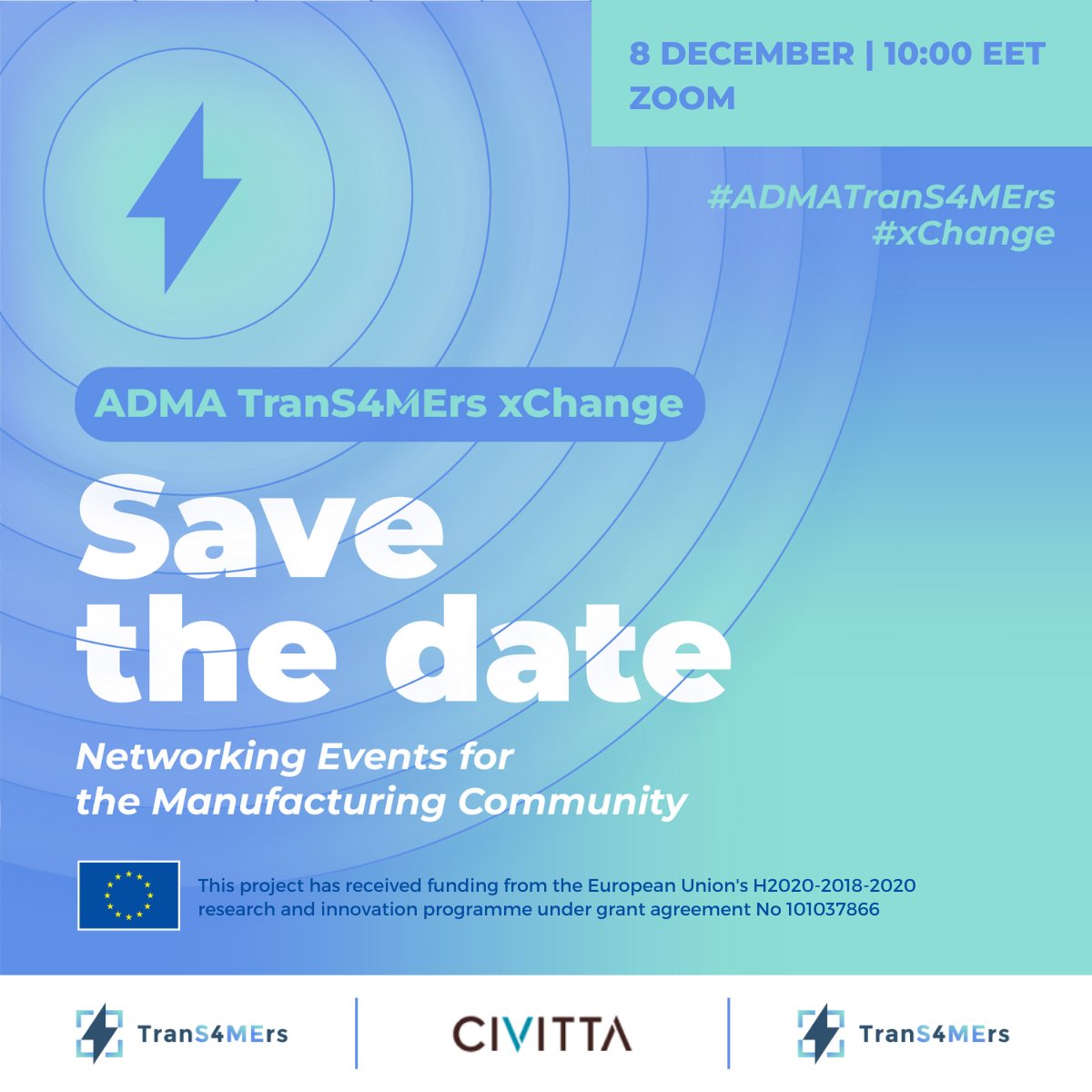 We are happy to announce the next #xChange event hosted by our partner CIVITTA 🇪🇪 Meet the local #TranS4MErs & connect with professional service providers to kick-start your #DigitalTransformation 📅 8 December 2023 at 10:00 EET / 9:00 CET 📍 Zoom 🔗 fienta.com/adma-trans4mer…