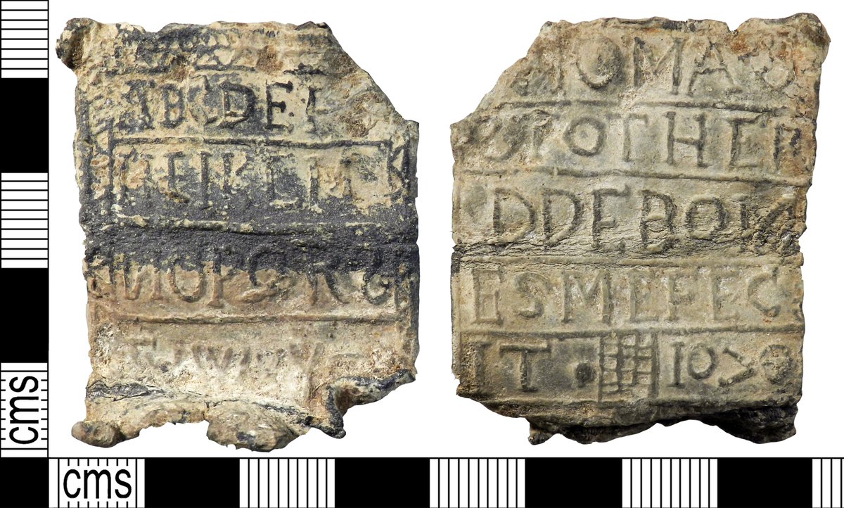 YORYM_FLO's tweet photo. Advent Find 23: Small lead versions of teaching aids called hornbooks, like this are thought to be toys for children in poorer or less-educated families, or even hornbooks owned by dolls. Errors were common making them unfit for teaching. #AdventFinds https://t.co/gUd8Ucm5Oo https://t.co/CIJMGY2vf0