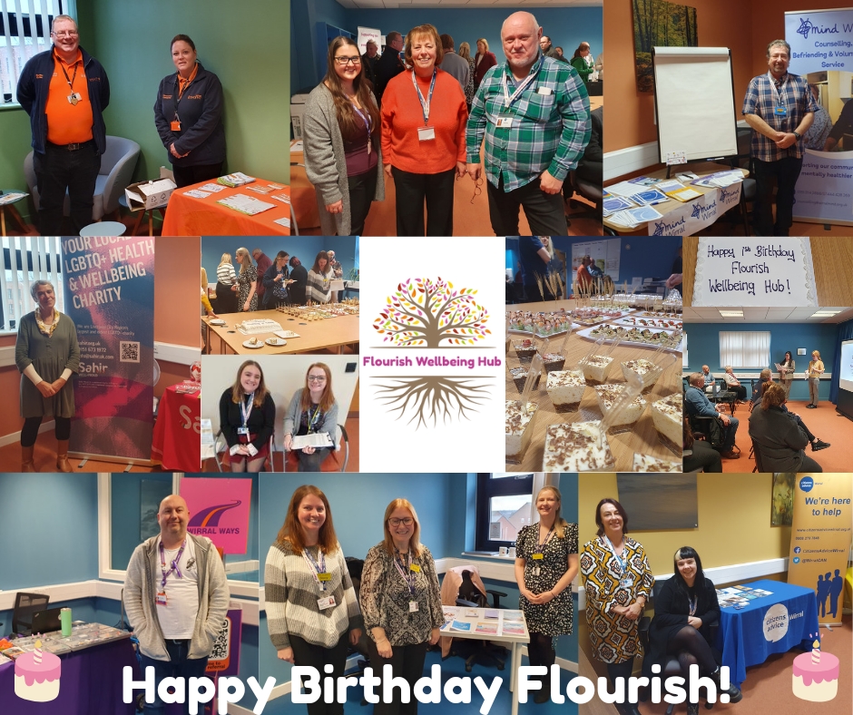 🎂What a lovely morning we had yesterday, celebrating the first year of Flourish! Thank you to everyone who came along. 

🙋‍♀️Here's to another great year of working together to support #wirral #wellbeing

#healthyminds #healthylife #mentalwellbeing #WellbeingHub #wellbeingsupport