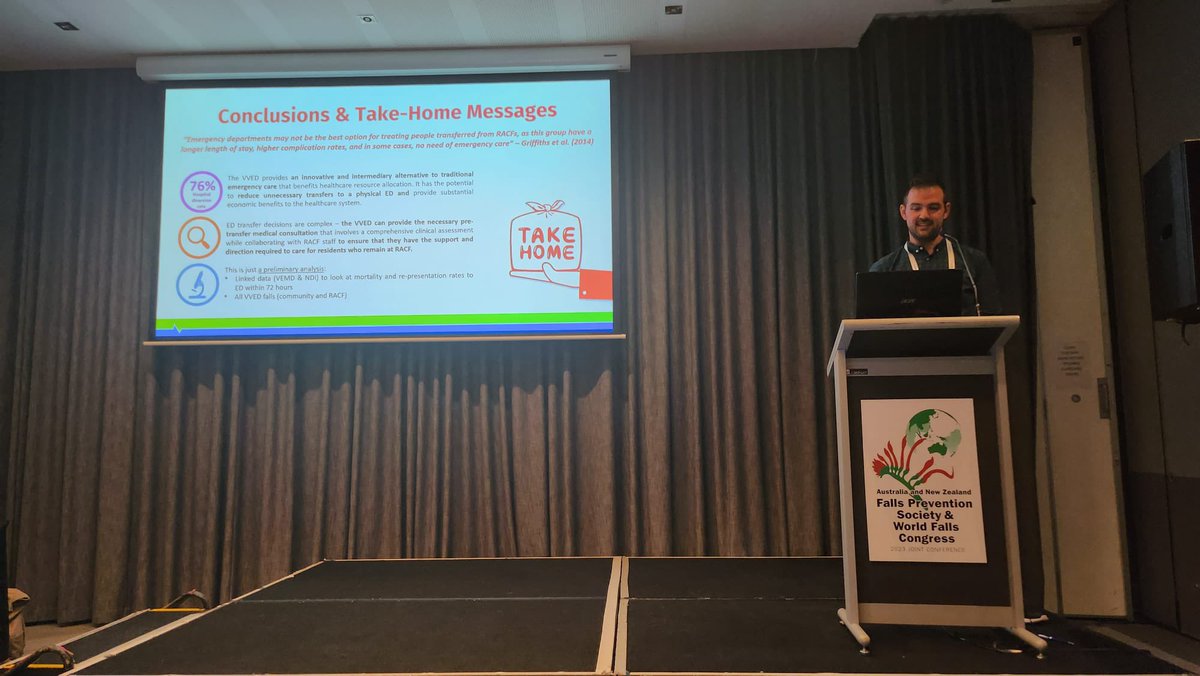 Thank you @anzfps for putting on such a great conference! Was great sharing some results from the #VVED about #falls in #RACFs and also catching up with some old colleagues 🙃 #fallsconf23