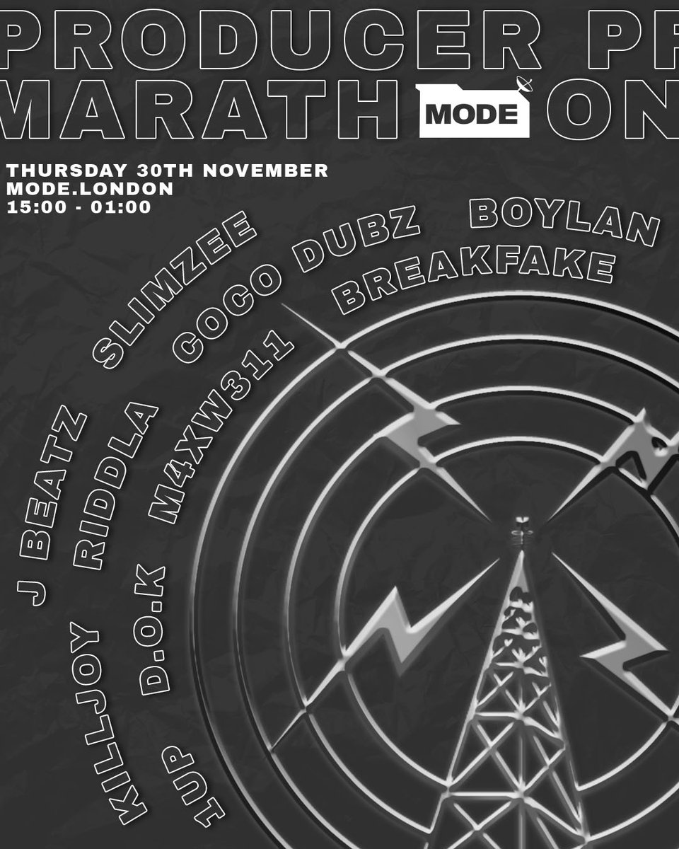 Check out the Producer Marathon on Thursday 3pm-1am

#1Up <a href="/greezym4x/">M4XW311</a> #Breakfake #Killjoy <a href="/itsriddla/">#CelebrateLife OUT NOW</a> <a href="/cocodubz23/">COCODUBZ</a> <a href="/DOK_Dokument/">D.o.k</a> <a href="/Boylan_UK/">Boylan</a> <a href="/dj_slimzee/">@dj_slimzee</a> &amp; <a href="/jbeatzmusic/">J Beatz</a> will be running 1 hour of their own productions each. 

Expect to hear loads of bangers &amp; unheard exclusives.