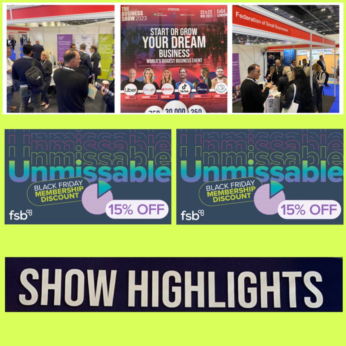 What a great experience we had at <a href="/TheBusinessShow/">The Business Show</a> #London! …  A brilliant 2 days of meeting #StartUps #SelfEmployed #SoleTraders #SmallBusinesses taking advantage of our 15% discount on #FSBMembership … You can benefit too with our #BlackFriday Deal via fsb.org.uk/join-us/ma-map…