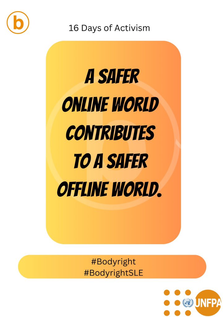 This #16DaysOfActivism, let's unite against digital abuse, advocate for a safe online space, and empower individuals to own their digital rights. Together, we can create a world free from online violence! 🌍🤝 #EndGBV #BodyrightSLE