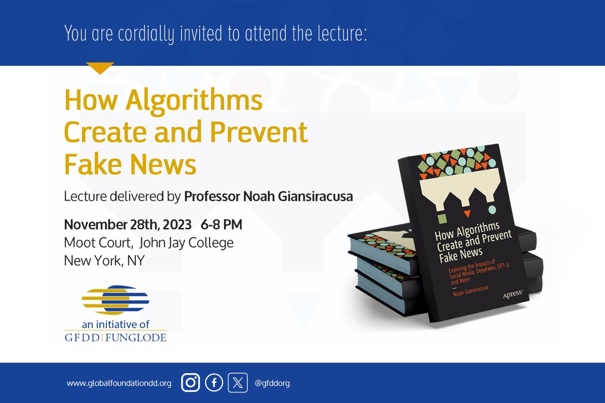 Today is the day! Come and learn about one of the most trending topics nowadays, the impact of Artificial intelligence on the Prevention of Fake news, at John Jay College, Room Mout Court, at 6:00 pm. 

Join us and share it with your friends and colleagues.

#JohnJayCollege