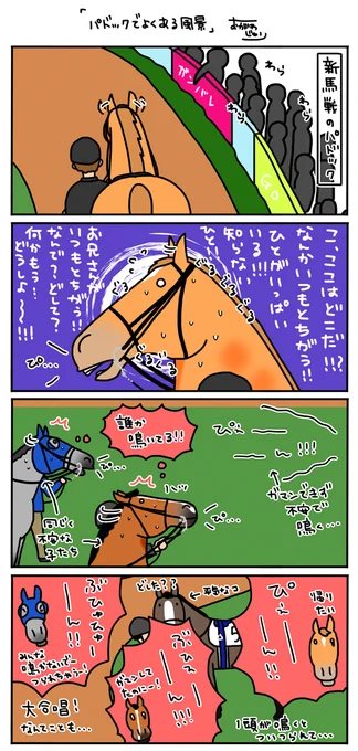 新馬戦のパドックによくある風景  明日から出張です