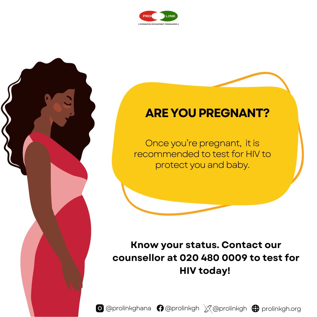ProlinkGh's tweet photo. Testing for HIV during pregnancy isn't just for you—it's for two. Ensuring a healthy start for both you and your baby begins with knowing. Contact our counsellor at 020 480 0009 for more information. #PreventionStartsEarly #HealthyBeginnings #WorldAIDSDay #HIV #AIDS #prolinkghana https://t.co/xBQjFUDbdb