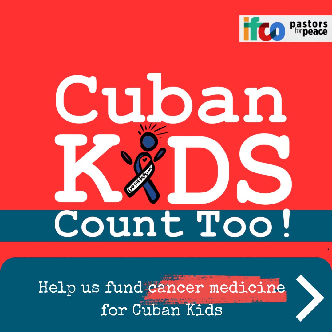addrey_m's tweet photo. The US funds #genocide we can all see, &amp; it is financing genocide in less obvious ways. The US Blockade on #Cuba is another crime against humanity that hinders access to adequate cancer treatments for 🇨🇺 KIDS! Help @ifcop4p and @HatueyProject fundraise $150,000 for cancer meds. https://t.co/pxgY7YIXxD