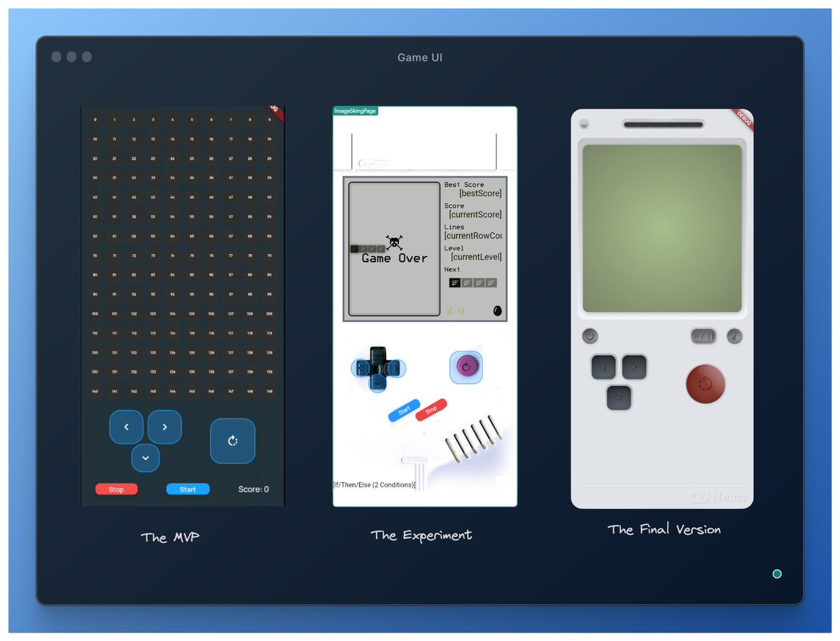 Rart3001's tweet image. Check out the evolution of the game's UI for the #FlutterFlowImagine contest by @flutterflow! 🎮🚀 Witness the journey through three versions to achieve the final result. #buildinpublic @Flywheel_Studio