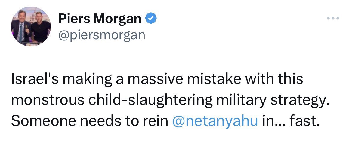 In 2019, <a href="/piersmorgan/">Piers Morgan</a> was a supporter of pro-LGBTQ education in primary schools.

In 2022, Piers became an anti-woke conservative knight critical of the LGBTQ lobby.

In 2014, Piers described Israel as a “monstrous child-slaughtering military”. 

In 2023, he can’t condemn the