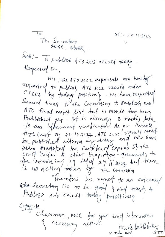 dskt30's tweet photo. Sir please publish OSSC ATO result today, we are waiting for your quick valuable response https://t.co/B6QGAJFLd2