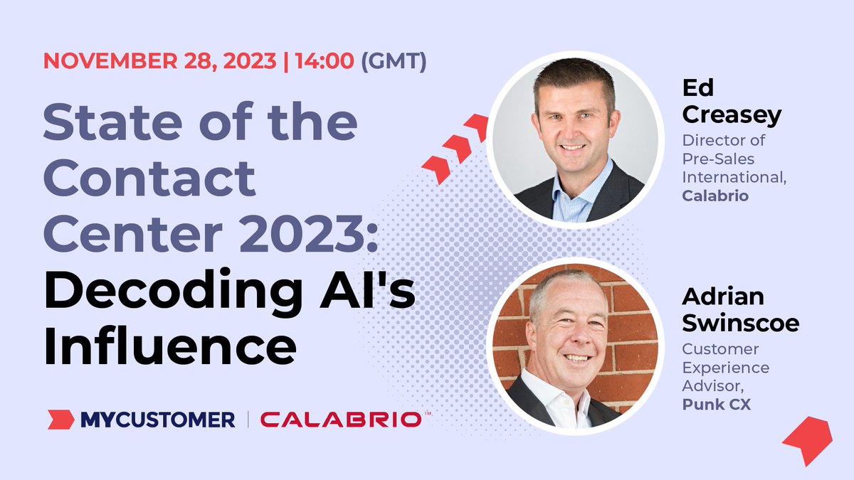 Last chance to sign up for today's webinar with Ed Creasy and Adrina Swinscoe.

Tune in live at 2pm GMT  to join the discussion and get your questions answered by the experts. 

ow.ly/bRGL50Q8FmT

#CCTR #contactcentre #customerservice #customerexperience #custexp #CX