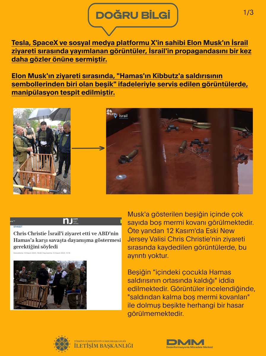 dmmiletisim's tweet image. Tesla, SpaceX ve sosyal medya platformu X'in sahibi #ElonMusk'ın İsrail ziyareti sırasında yayımlanan görüntüler, İsrail'in propagandasını bir kez daha gözler önüne sermiştir.

Elon Musk'ın ziyareti sırasında, "Hamas'ın #Kibbutz 'a saldırısının sembollerinden biri olan beşik"