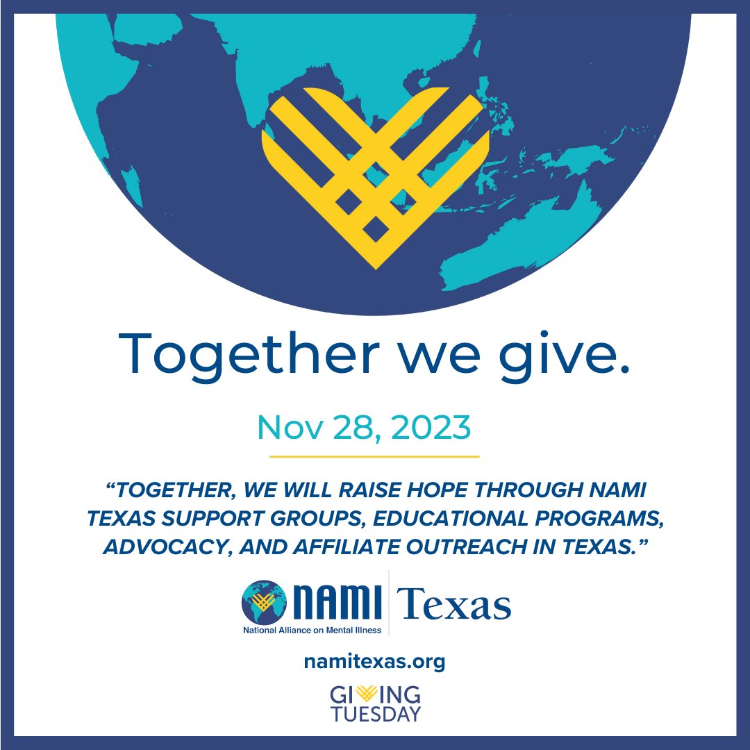 NAMITexas's tweet photo. 📣November 28th, 2023 is #GivingTuesday 
🫶Show your support for mental health and raise awareness with NAMI Texas. 
⭐Learn more: https://t.co/XU8m6UO7E8
🎁 Donate Now: https://t.co/PIHRJbjcHV
⬇️Download the NAMI Texas Giving Tuesday Tool Kit:
https://t.co/Y8DB3lVWEe https://t.co/llRarmdKzH