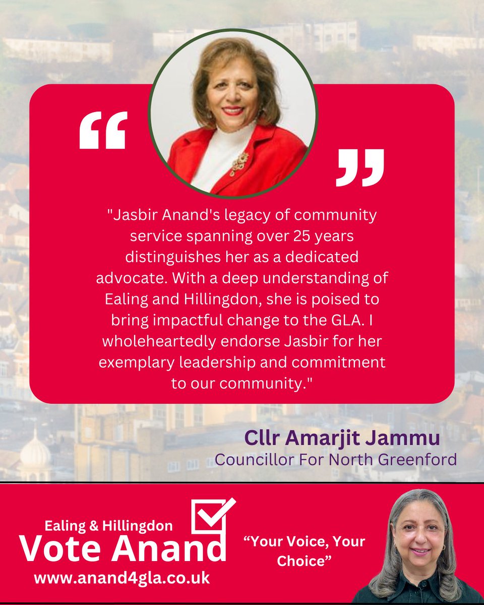 Honoured to receive the endorsement of Cllr @Amarjit_Jammu. 🌹 Together, we're committed to representing the people of Ealing & Hillingdon with dedication and integrity. Grateful for your support as we strive for positive change. #Anand4GLA #Ealing #Hillingdon #CommunityFirst