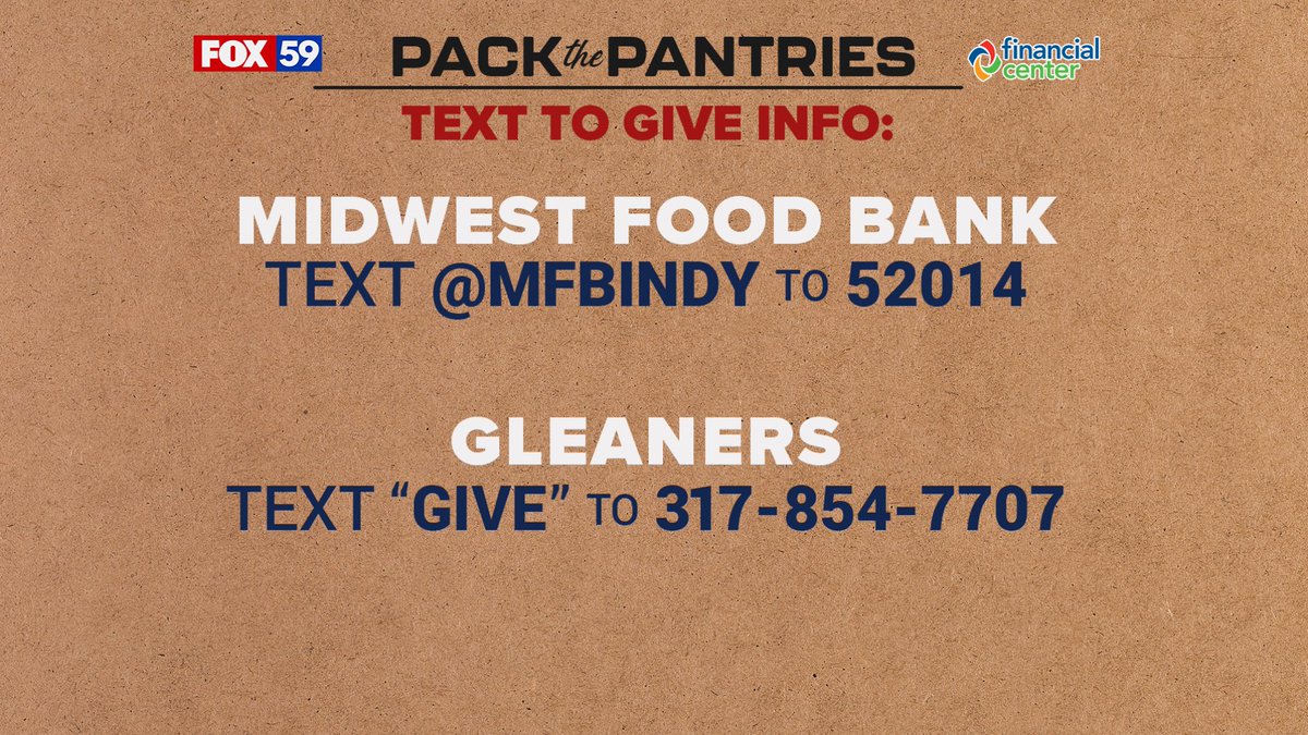 Let’s help our fellow Hoosiers have a less-stressful holiday season and not worry about their next meal! @fox59 @MFBIndy @GleanersFBIndy #PackThePantries