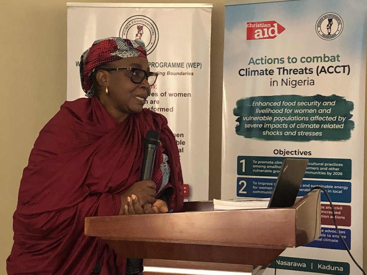 WEP_Nigeria's tweet photo. The environment connects to humankind socially, culturally and economically. Environment is our life. and environment issues have to be taken seriously, says Hauwa Mustapha at the ongoing climate change advocacy training for vulnerable groups by @WEP_Nigeria and @CAID_Nigeria https://t.co/1WAPJYjb9U