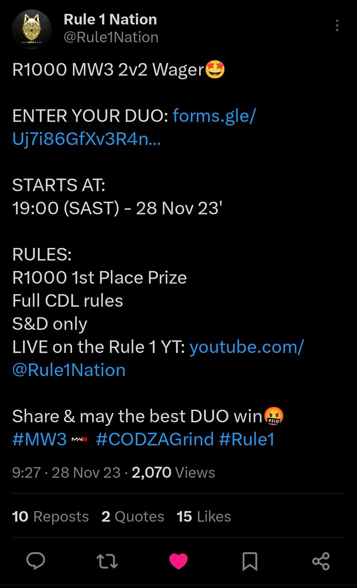 CODZA Intel tweet media