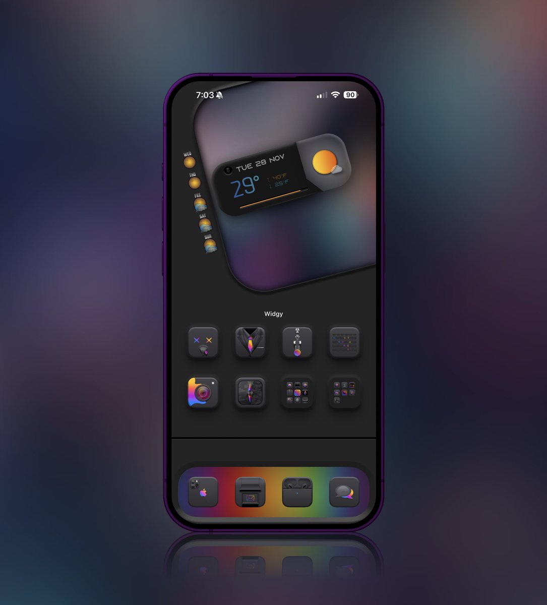 #iOS1711 #iPhone15PM  #TeamNatty #NoJailBreak 
Icons #BlackCandies @Attairdu57slm
AE - @Attairdu57slm
#Widgy - @TeboulDavid1
StatusBar - #ShowBoardAlpha @SeanKly
Wall(s) - #DarkAlley @sel6012000 
Overlay @TeboulDavid1
#MockupM #SmartWallpaperArt @SeanKly