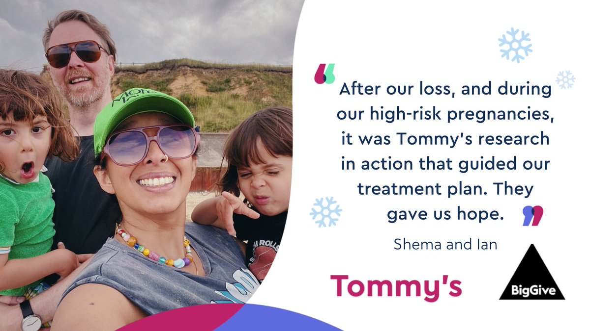 tommys's tweet photo. Today, we're proud to launch our Big Give Christmas challenge.

From now until midday 5 December, your donations will be doubled at no extra cost to you. For every £5 you donate, we'll receive £10 to help families like Shema &amp; Ian's.

Find out more: https://t.co/coJ4K8smPe https://t.co/xCU3Sp4r43