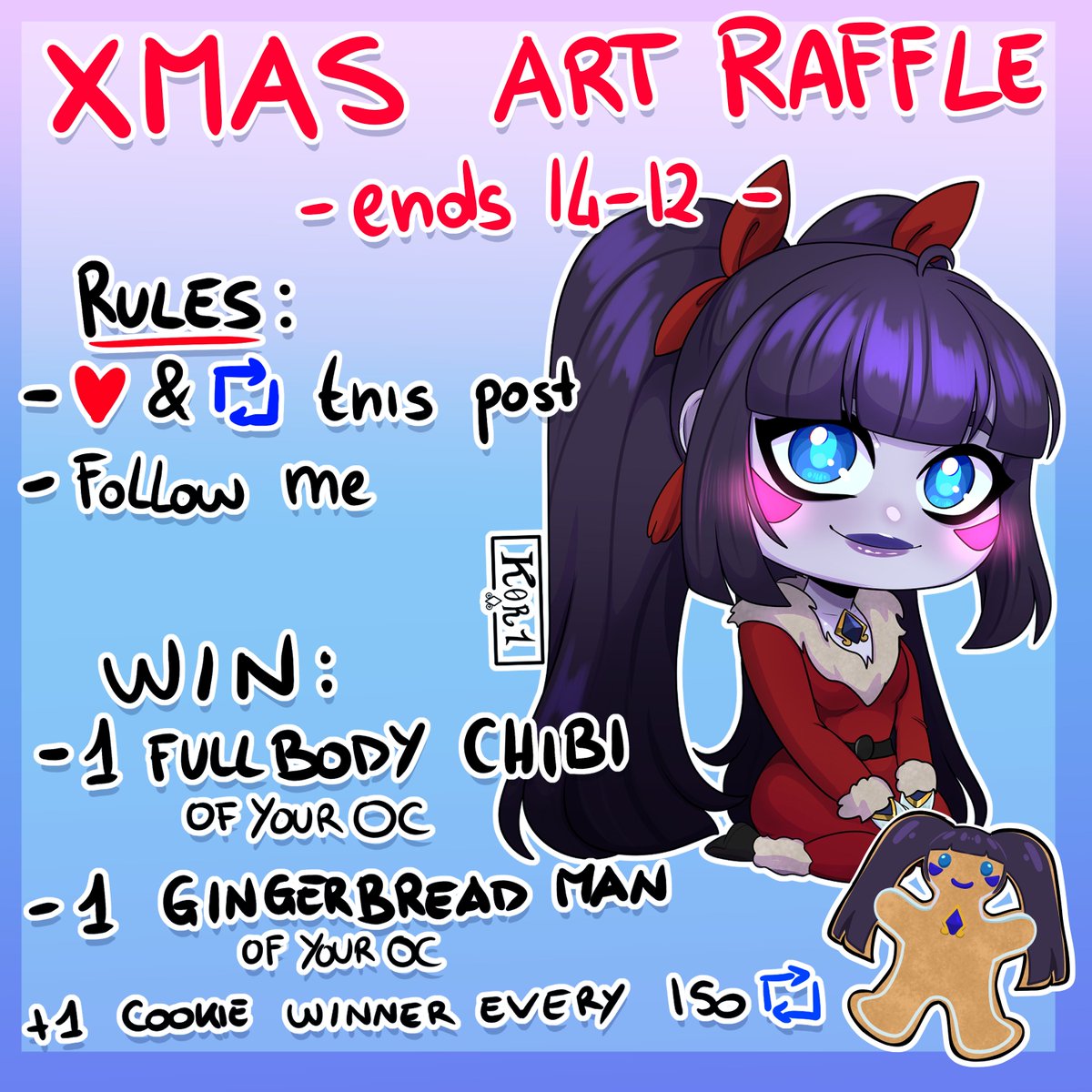 Xmas Art Raffle!
Ends on 14 of december! 
Here is a little gift for everyone! Good luck!

Rules in the image!

#artraffle #raffle