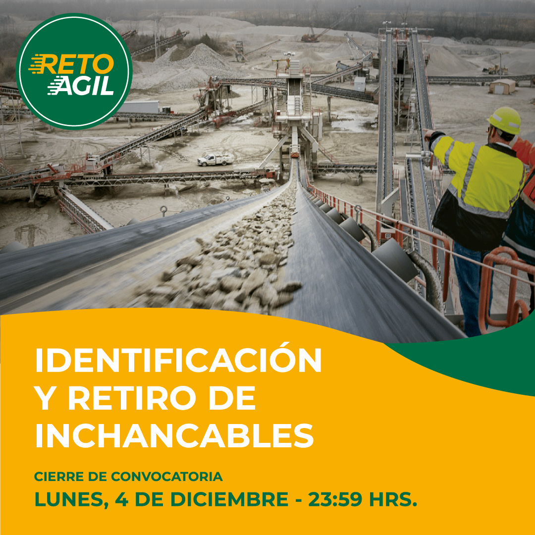 🚨 ¡Atención, innovador/a!
🔎 Cinco empresas mineras socias del Hub del Perú están en busca de soluciones innovadoras que identifiquen y retiren los inchancables antes de que el mineral llegue al inicio del circuito de chancado.
 Info aquí: n9.cl/9q0qe