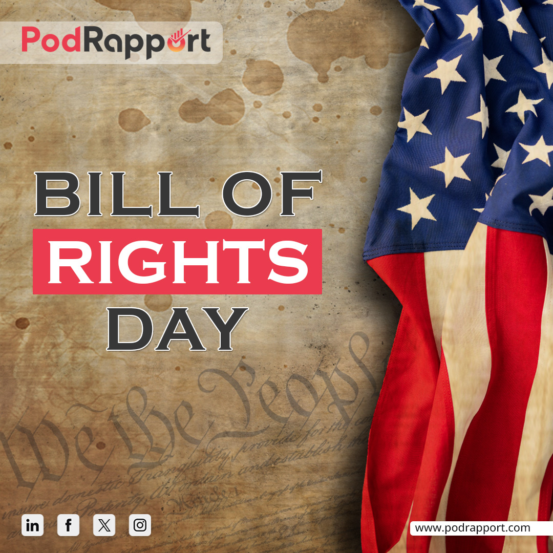 Happy Bill of Rights Day!

Today marks the protection of our fundamental freedoms. Let's celebrate these essential rights that make our country great.

#billofrightsday #podcast #guest #podrapport #community #podcastcommunity #podcastguest #expertguestdirectory #podcastdirectory