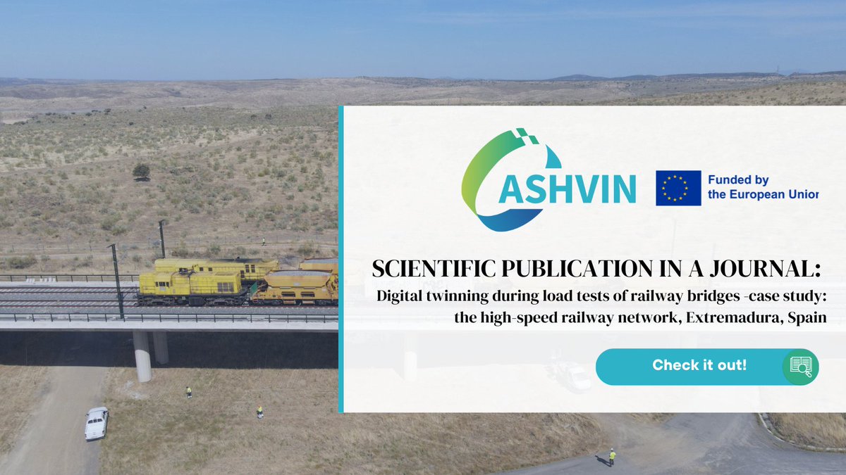 AshvinH2020's tweet image. ✨🔝 New scientific publication!

🔎 The article "#DigitalTwinning during load tests of railway bridges – case study: the high-speed railway network, Extremadura, Spain" is our most recent collaborative research based on #ASHVINDemonstrator 7.

More info&amp;gt;&amp;gt;ashvin.eu/2023/11/27/new…