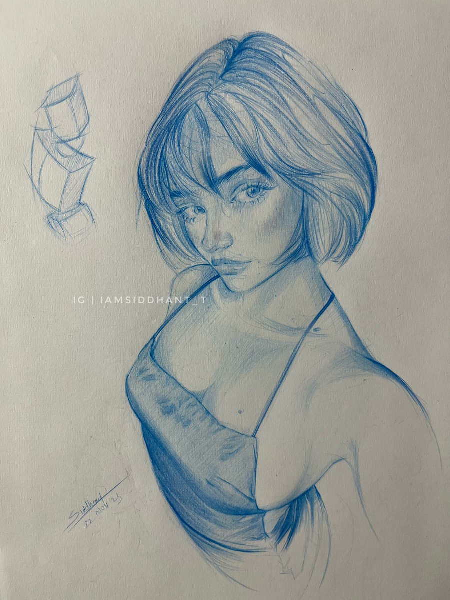 blue lead on a4 sketchbook ✍️ #drawing #artist #blue