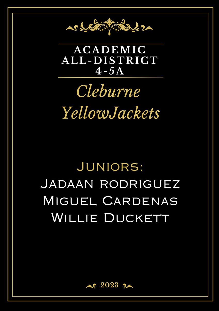 Not all awards are for on field performance. Congratulations to these Juniors who made the 4-5A Academic All-District Team. <a href="/JadaanRodriguez/">Jadaan Rodriguez</a> <a href="/willieduckett11/">{willie}</a>