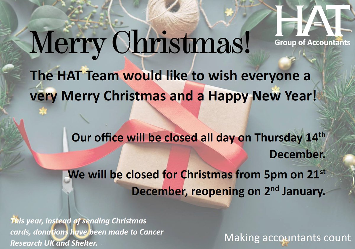 HAT_Group's tweet photo. As we approach the festive period, we are happy to confirm our Christmas opening hours, details of which can be found here: https://t.co/Sashiw46bG