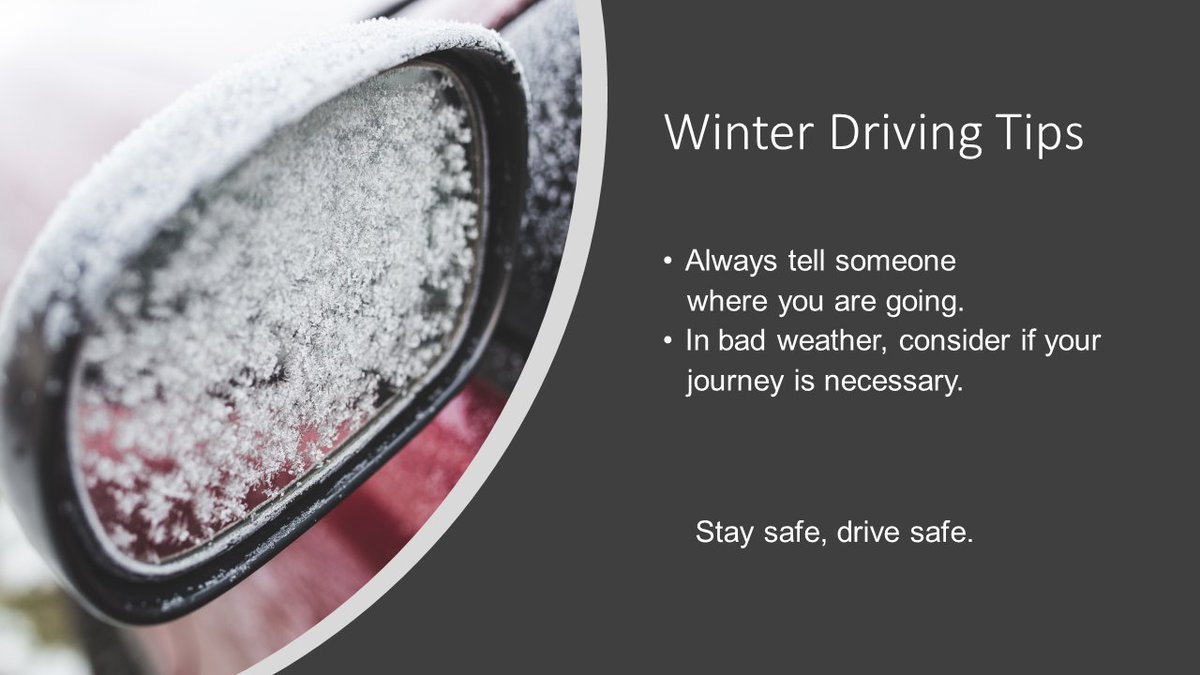 roadsafetyNAC's tweet photo. As we are heading into the colder months of the yr, #weevan is looking to encourage all road users to be more aware on their journeys. Below are handy hints for drivers. At this time if year, give yourself more time on your journeys, more space for yourself & other road users. https://t.co/yA3eGnaF2R