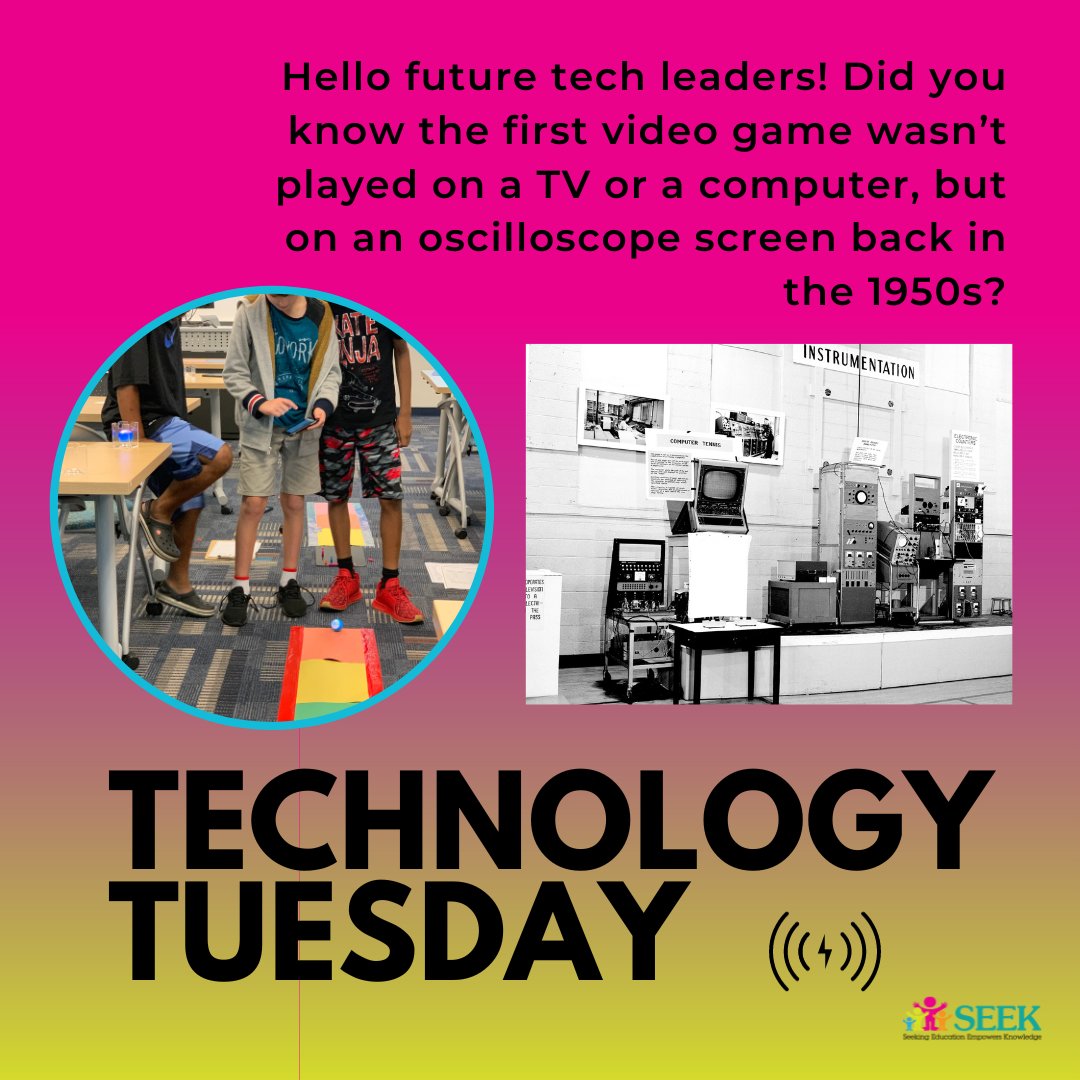 seek_inc's tweet image. 📲 #TechnologyTuesday Spotlight! 🖥️

Did you know the first video game wasn’t played on a TV or a computer, but on an oscilloscope screen back in the 1950s? It was called &quot;Tennis for Two&quot; and is a far cry from the immersive games we have today!