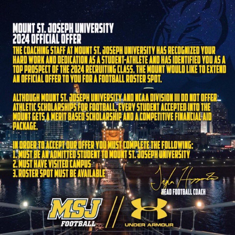 #AG2G After a great conversation with @JT_FTF I am blessed to receive my 3rd offer to play at the collegiate level. @MSJ_FB @WariorsCHS @Coach_JoshShaw @CoachKRBJr @RecruitGeorgia @HSFBCherokee @247Sports @Rivals @GAEliteClassic